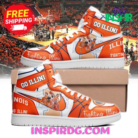 Illinois Fighting Illini AJ1 High Sneakers Shoes For Men And Women