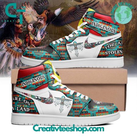 Indigenous You Are On Stolen Land  AJ1 High Sneakers Shoes For Men And Women