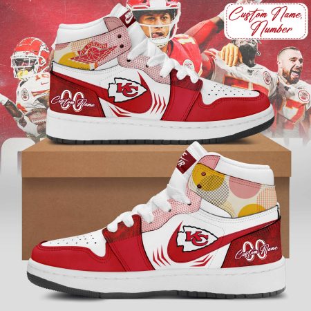 Kansas City Chiefs AJ1 High Sneakers Shoes For Men And Women