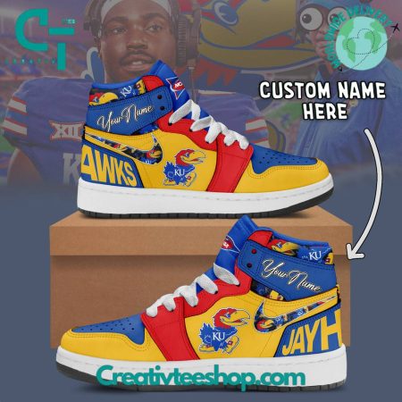 Kansas Jayhawks AJ1 High Sneakers Shoes For Men And Women