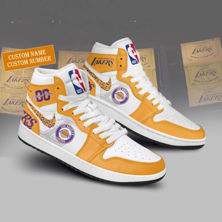 Los Angeles Lakers AJ1 High Sneakers Shoes For Men And Women