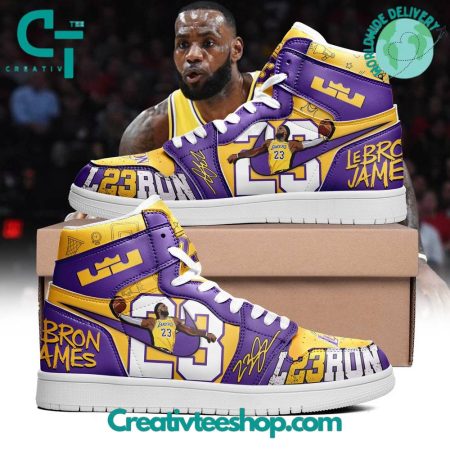 Los Angeles Lakers AJ1 High Sneakers Shoes For Men And Women