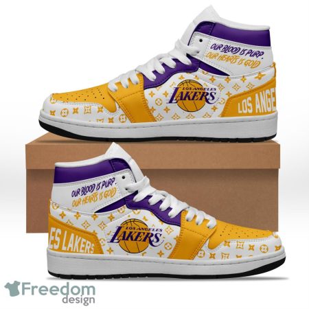 Los Angeles Lakers AJ1 High Sneakers Shoes For Men And Women