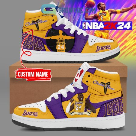 Los Angeles Lakers AJ1 High Sneakers Shoes For Men And Women