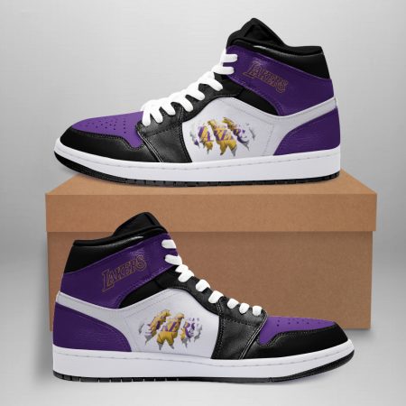 Los Angeles Lakers AJ1 High Sneakers Shoes For Men And Women