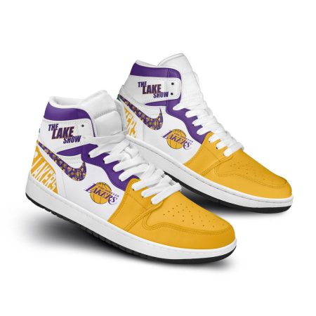 Los Angeles Lakers AJ1 High Sneakers Shoes For Men And Women