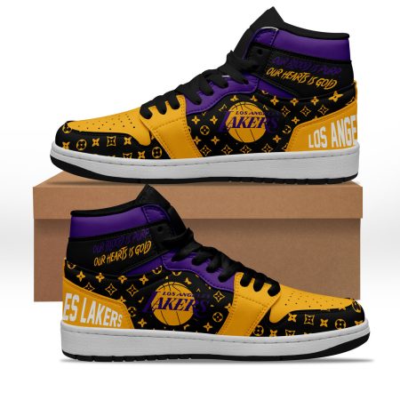 Los Angeles Lakers AJ1 High Sneakers Shoes For Men And Women