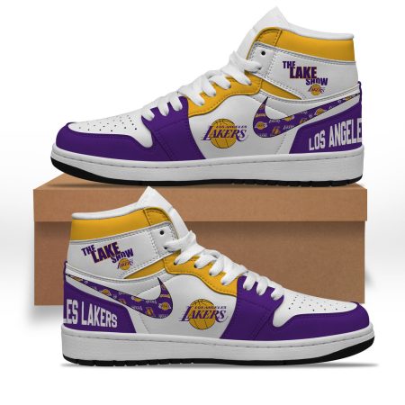 Los Angeles Lakers AJ1 High Sneakers Shoes For Men And Women