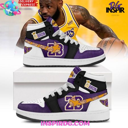 Los Angeles Lakers AJ1 High Sneakers Shoes For Men And Women