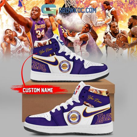 Los Angeles Lakers AJ1 High Sneakers Shoes For Men And Women