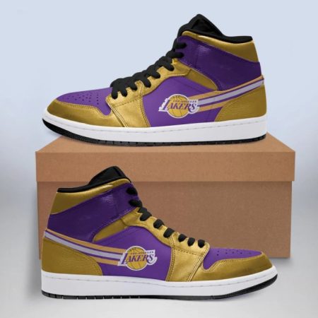 Los Angeles Lakers NBA AJ1 High Sneakers Shoes For Men And Women