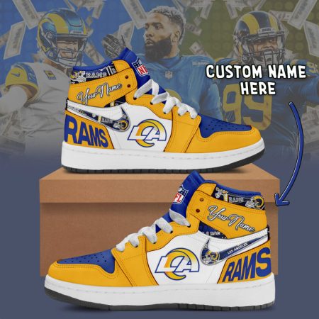 Los Angeles Rams AJ1 High Sneakers Shoes For Men And Women