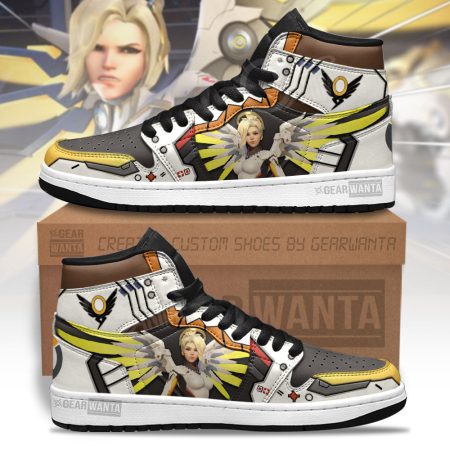 Mercy Overwatch AJ1 High Sneakers Shoes For Men And Women
