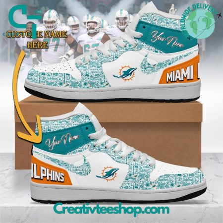 Miami Dolphins AJ1 High Sneakers Shoes For Men And Women