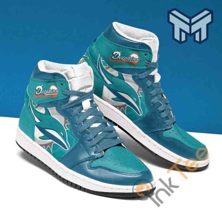 Miami Dolphins AJ1 High Sneakers Shoes For Men And Women