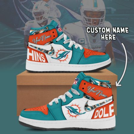Miami Dolphins AJ1 High Sneakers Shoes For Men And Women
