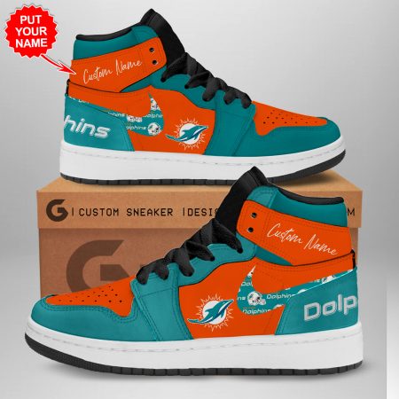 Miami Dolphins AJ1 High Sneakers Shoes For Men And Women