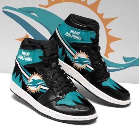Miami Dolphins NFL AJ1 High Sneakers Shoes For Men And Women