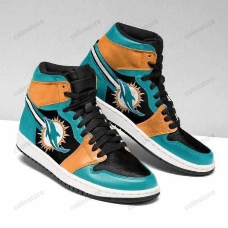 Miami Dolphins NFL AJ1 High Sneakers Shoes For Men And Women