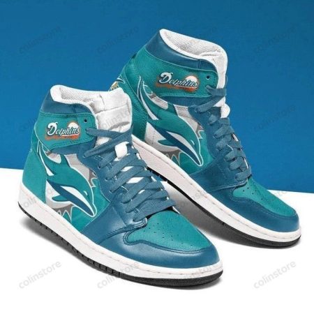 Miami Dolphins NFL AJ1 High Sneakers Shoes For Men And Women