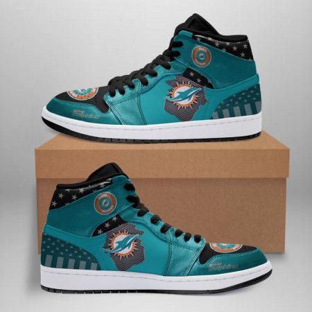 Miami Dolphins NFL AJ1 High Sneakers Shoes For Men And Women