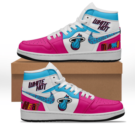 Miami Heat AJ1 High Sneakers Shoes For Men And Women