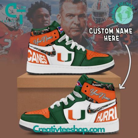 Miami Hurricanes AJ1 High Sneakers Shoes For Men And Women
