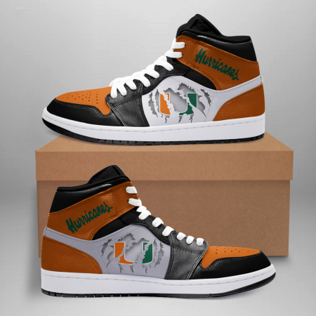 Miami Hurricanes AJ1 High Sneakers Shoes For Men And Women