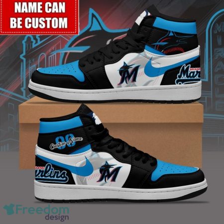 Miami Marlins AJ1 High Sneakers Shoes For Men And Women