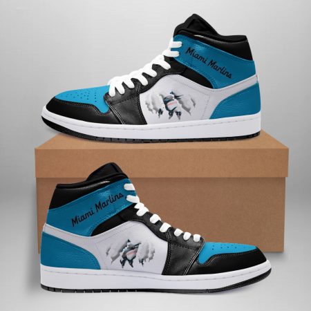 Miami Marlins AJ1 High Sneakers Shoes For Men And Women