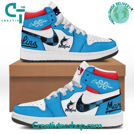 Miami Marlins AJ1 High Sneakers Shoes For Men And Women