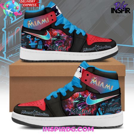 Miami Marlins AJ1 High Sneakers Shoes For Men And Women