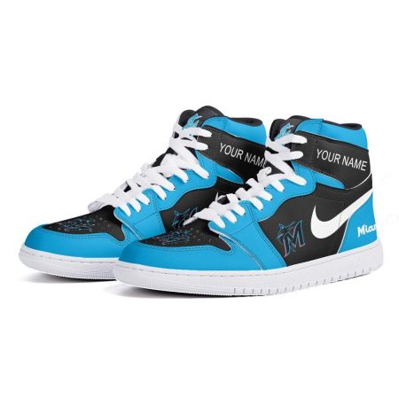 Miami Marlins AJ1 High Sneakers Shoes For Men And Women
