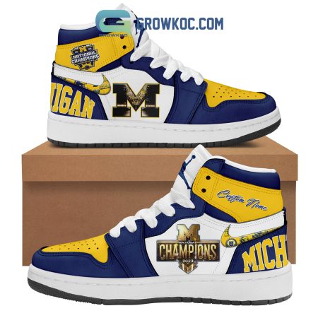 Michigan Wolverines AJ1 High Sneakers Shoes For Men And Women