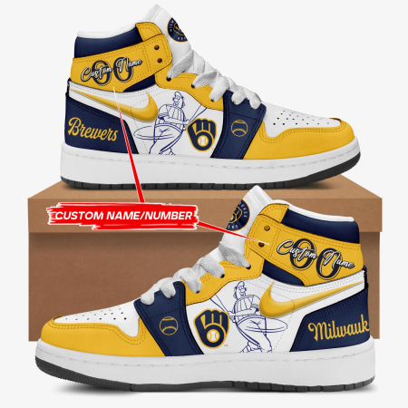 Milwaukee Brewers AJ1 High Sneakers Shoes For Men And Women