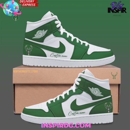 Milwaukee Bucks AJ1 High Sneakers Shoes For Men And Women