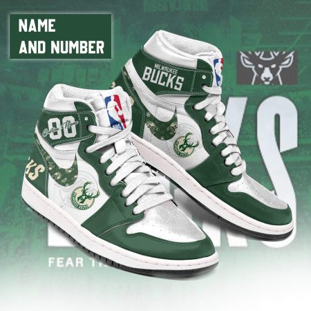 Milwaukee Bucks AJ1 High Sneakers Shoes For Men And Women
