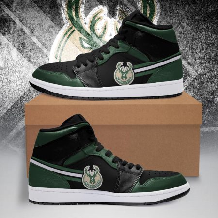 Milwaukee Bucks NBA AJ1 High Sneakers Shoes For Men And Women