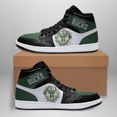 Milwaukee Bucks NBA AJ1 High Sneakers Shoes For Men And Women