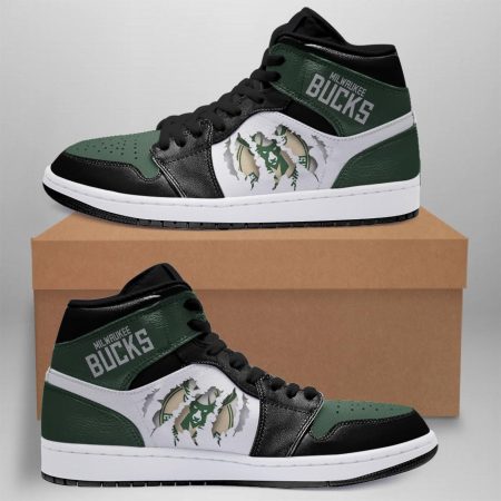 Milwaukee Bucks NBA AJ1 High Sneakers Shoes For Men And Women
