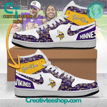 Minnesota Vikings AJ1 High Sneakers Shoes For Men And Women