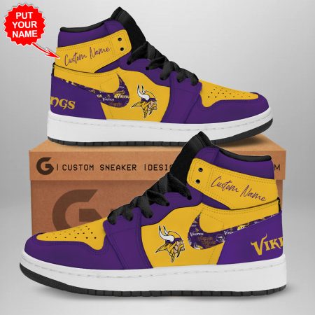 Minnesota Vikings AJ1 High Sneakers Shoes For Men And Women