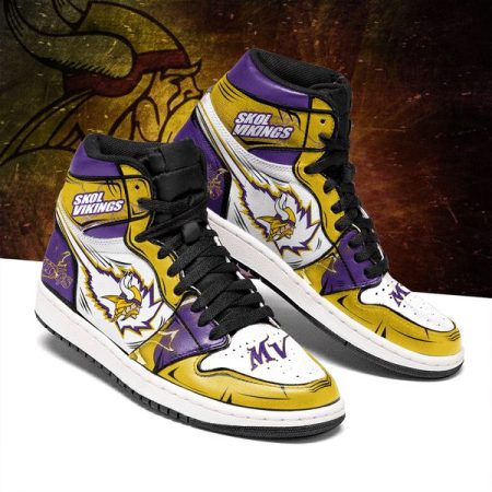 Minnesota Vikings NFL AJ1 High Sneakers Shoes For Men And Women