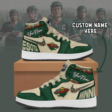 Minnesota Wild AJ1 High Sneakers Shoes For Men And Women