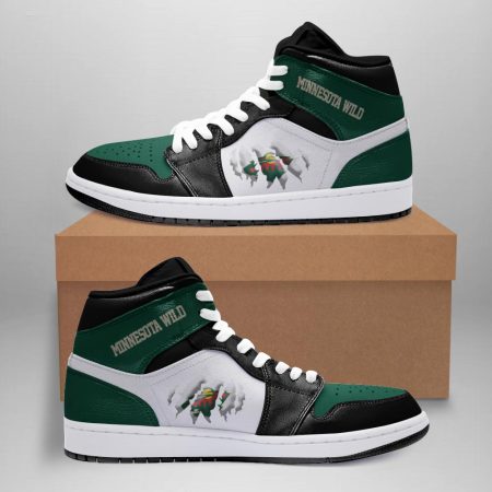 Minnesota Wild AJ1 High Sneakers Shoes For Men And Women