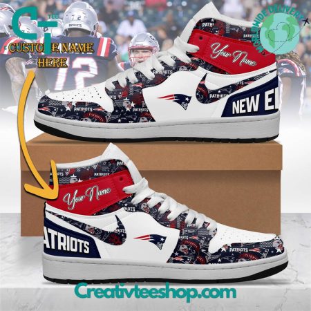 New England Patriots AJ1 High Sneakers Shoes For Men And Women