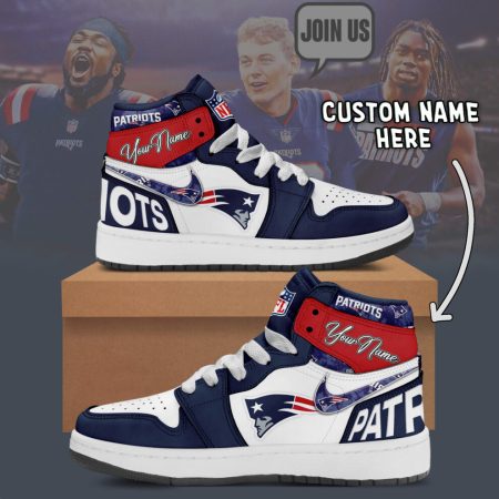 New England Patriots AJ1 High Sneakers Shoes For Men And Women