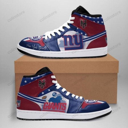 New York Giants NFL AJ1 High Sneakers Shoes For Men And Women