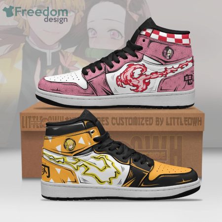 Nezuko And Zenitsu AJ1 High Sneakers Shoes For Men And Women
