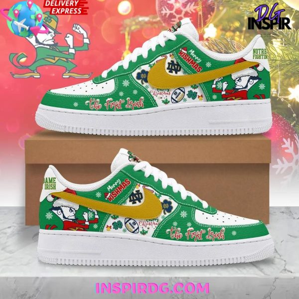 Notre Dame Fighting Irish Merry Christmas Nike Air Force 1 Notre Dame Fighting Irish Air Low-Top Sneakers Shoes For Men And Women